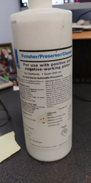 Finisher/preserver/cleaner for Neg & Pos metal plates