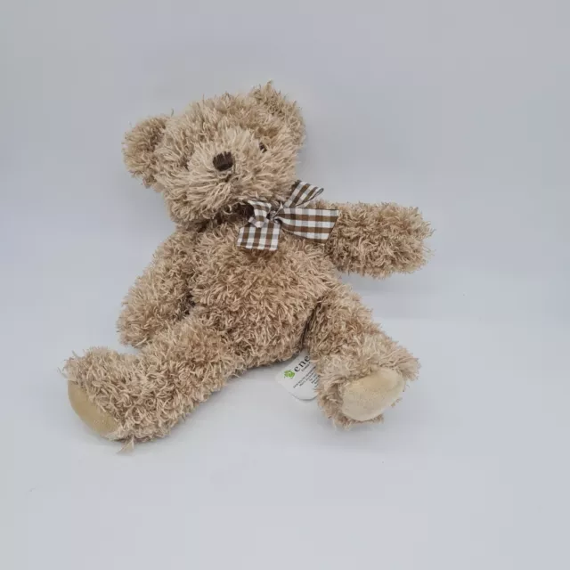 42  - Peluche Doudou Ours Marron Foulard Carreaux Vichy Enesco Neuf