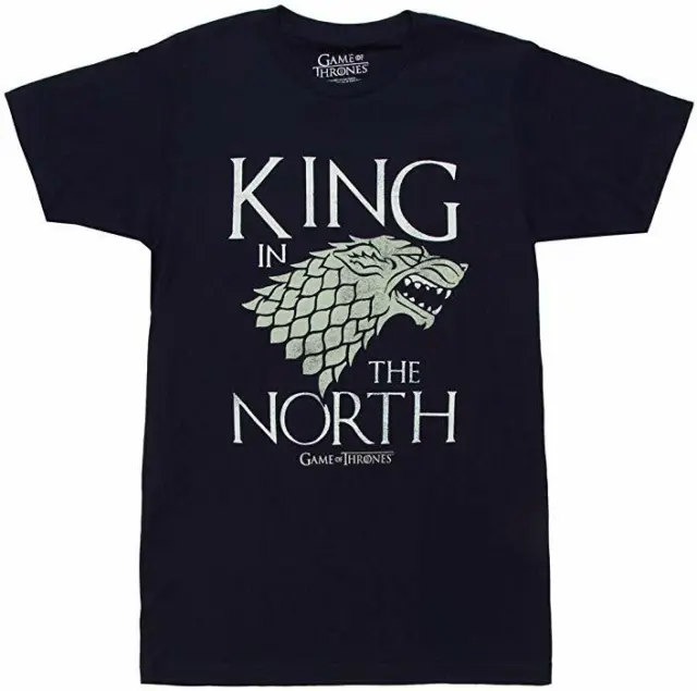 Game Of Thrones KING IN THE NORTH Stark Direwolf T-Shirt Navy NWT S-3XL Official