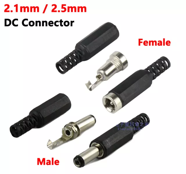 2.1mm / 2.5mm Male + Female Pair DC Power Plug Socket Jack Connector -30℃ to 70℃