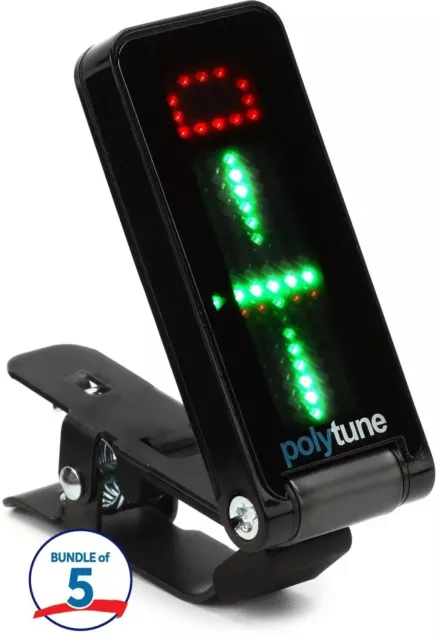 TC Electronic PolyTune Clip Black Clip-on Polyphonic Tuner (5-Pack)