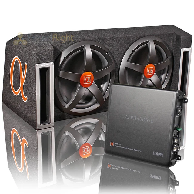 ALPHASONIK 12& DUAL Subwoofer Enclosure Party Pack 1500W Subs Amp Combo