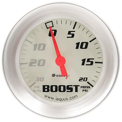 Equus 2-5/8 Dia Vacuum/Boost Gauge Silver 30 HG/20 PS - E8457