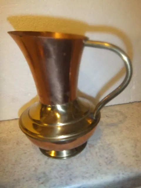 Vintage Copper Jug With Brass Handle 18 cm Tall