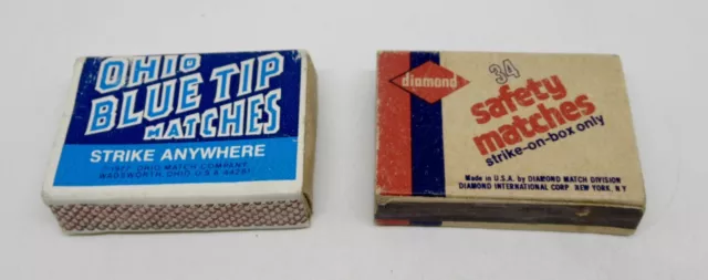 Ohio Blue Tip / Diamond Safety LOT of Two Matchbox Matchbook's