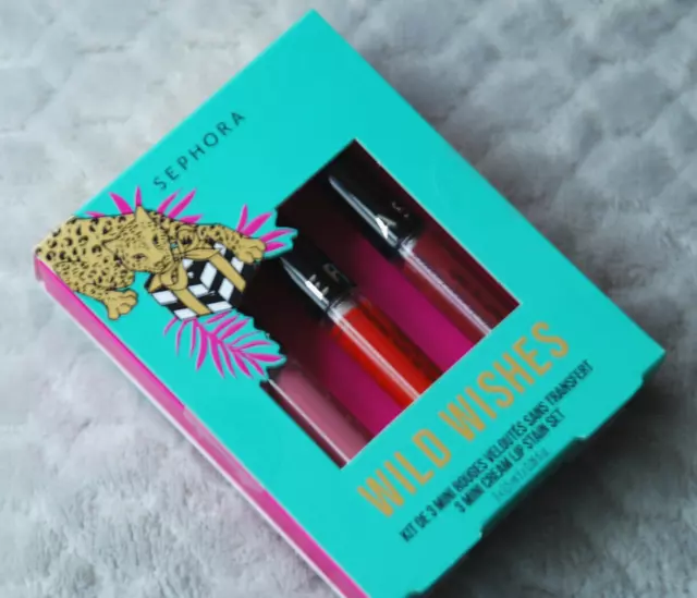 SEPHORA WILD WISHES 3 Mini Creme Lippenflecken Set 01-06-14 Brandneu! VERSIEGELT! x