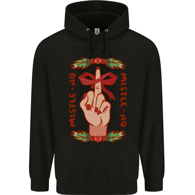 Christmas Mistle No Funny Bah Humbug Mens 80% Cotton Hoodie