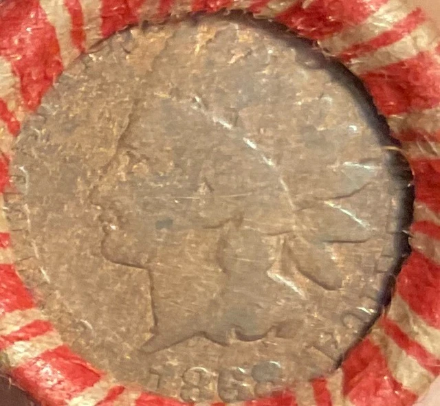 Crimped & Sealed Wheat Penny roll capped with key 1868 Indian & 1918-S Cent #93
