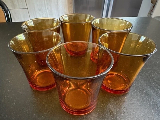 Super Lot De 9 Verres Vintage Duralay Années 70 - Couleur Marron Rétro
