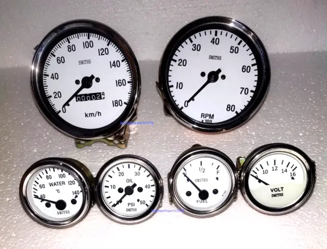 Smiths Set Elec Temperatur Öl Benzin Volt Gauge Speedo0-180 Kmh Tacho0-80 100 MM