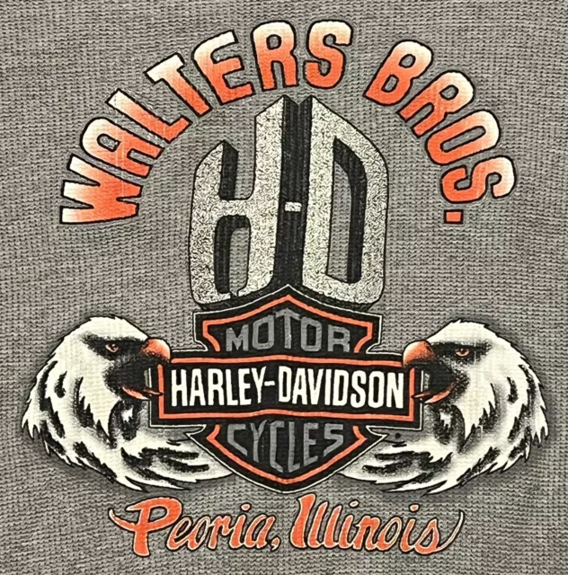 Vintage 2001 Harley Davidson Walter Bros Peoria Illinois USA Motorcycle Shirt