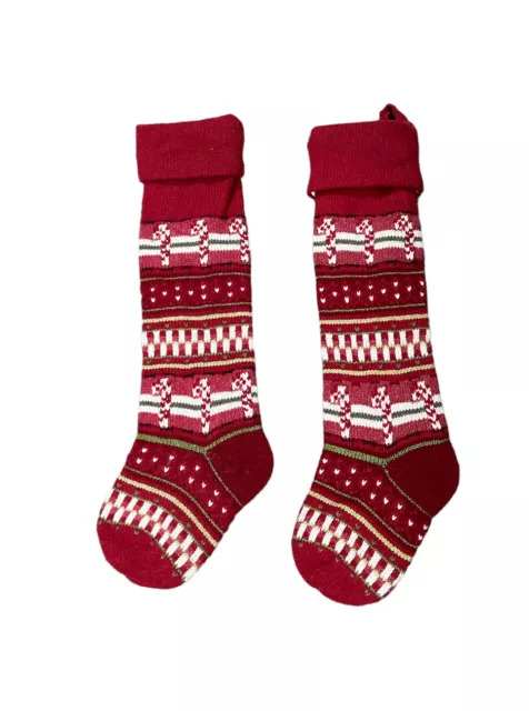 Lot of 2 Pottery Barn Kids Classic Fair Isle Knit CHRISTMAS Candy Cane Stockings