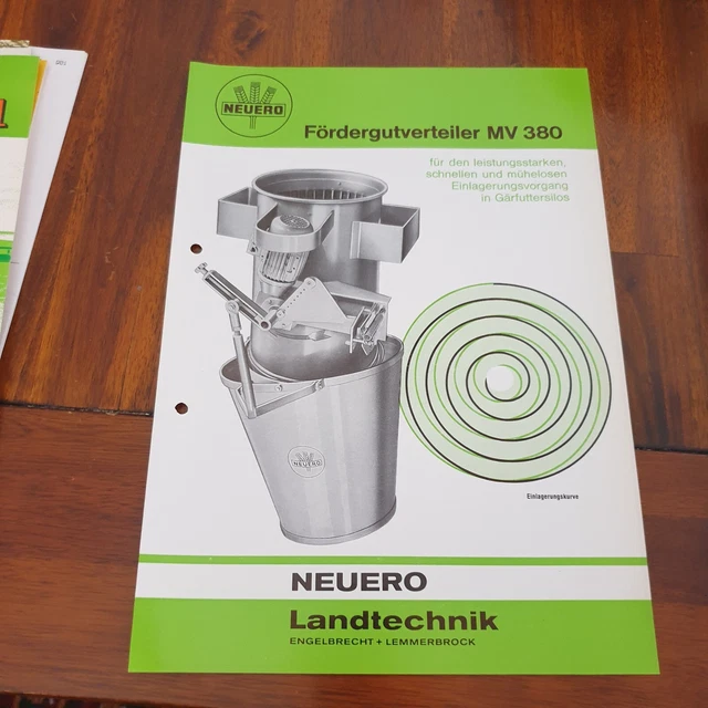 NEUERO 1975 Fördergutverteiler MV 380 Schlepper Traktor Prospekt Landmaschinen c