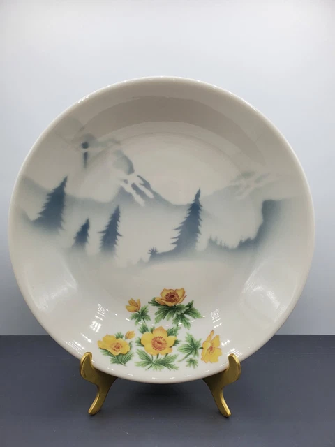 Vintage Great Northern Railroad Mountains and Flowers Shallow Bowl Dish 96-L