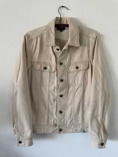 A.P.C.  Ecru Trucker Jacket  Size S 100%Cotton Beige Denim