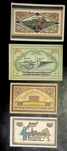 1921 Germany LECK 25 50 100 200 Phennig Banknote / Notgeld