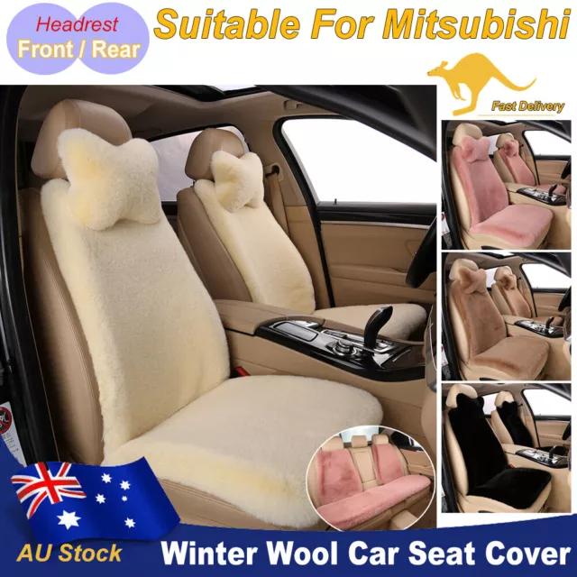 Premium Faux Sheepskin Car Seat Covers For Mitsubishi 2pcs Front/Rear Cushions