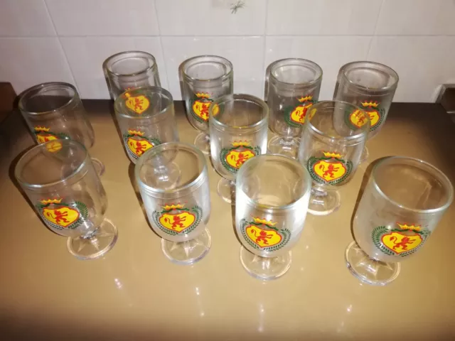 SET 12 BICCHIERI NUTELLA  ANNI 70 BIRRA stemma leone NUOVI RARITA' VINTAGE