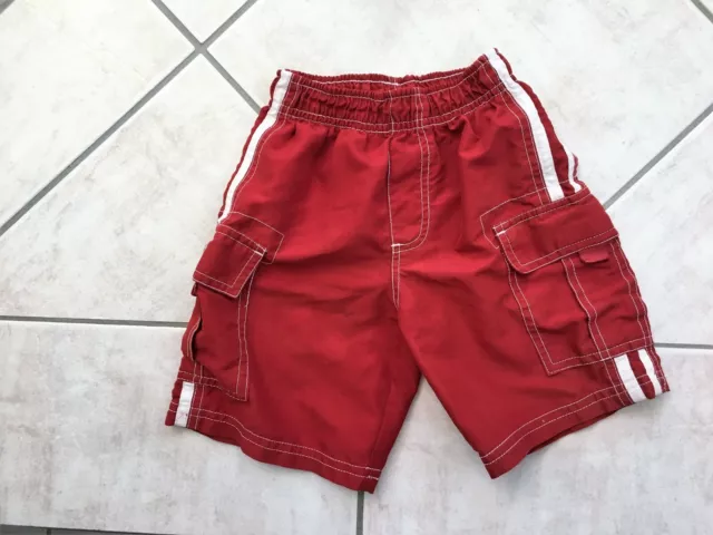 Size 2 Boys Boardies Boardshorts Swim Board Shorts SURF Red & White w Pockets