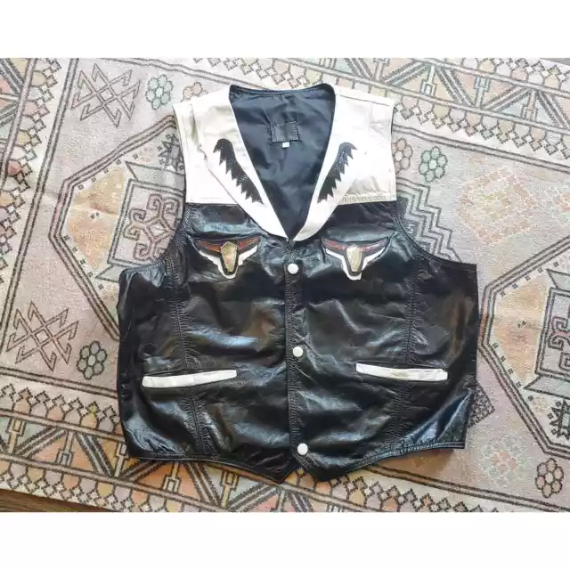 Vintage Western Custom Vest Leather Cow Hide