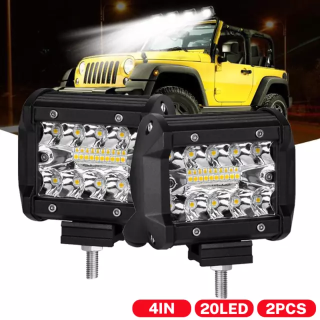 2-8x 4inch 200W CREE LED Work Lights Spot Flood Light Bar Reverse 4WD 12V 24V 2