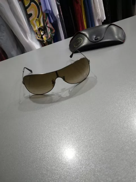Ray-Ban RB 3211 Small Mascherina Argento Lenti Marrone Buone  Condizioni M56
