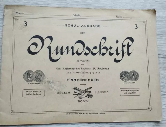 F. Soennecken: Die Rundschrift (Heft 3) - Schul-Ausgabe - 20er J.