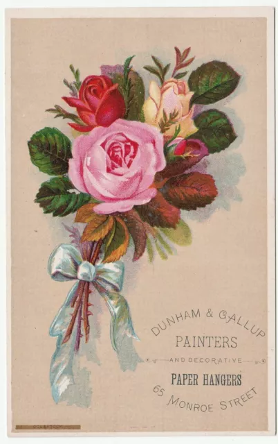 SUPER Set 4 LG Victorian Trade Cards - Roses Painters Wallpaper Grand Rapids MI 2