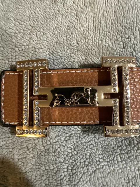 HERMÈS  Gold Buckle Reversible  Belt Noir/brown Leather Strap