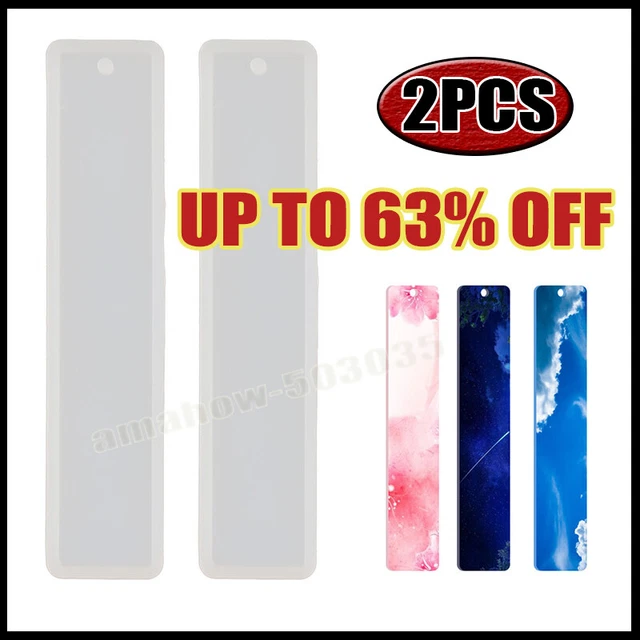 2X Silicone Rectangle Bookmark Mold DIY Making Epoxy Resin Jewelry Craft Moulds.