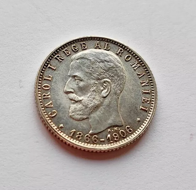 Munze Silber 1 leu 1906 UNC details Rumanien Romania SELTEN RAR ( bani ban lei )