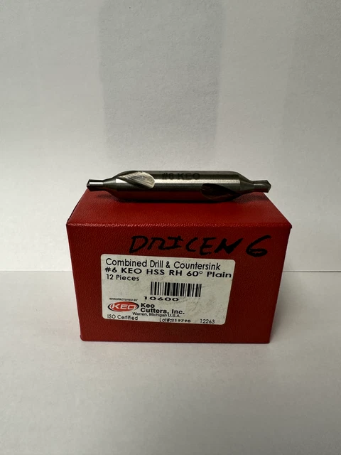 KEO Center Drill & Countersink #6 HSS RH 60 Degree, Lot of 5, NEW