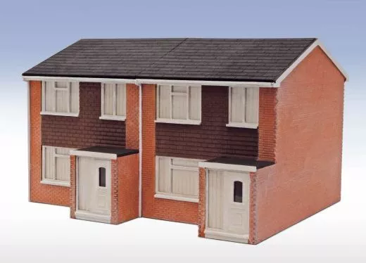 Peco LK-214 Lineside 1960s Semi Detatched House Complete Laser Cut Kit OO Gauge