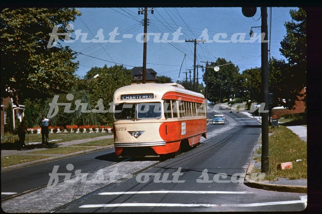 D DUPLICATE SLIDE - PRCO Pittsburgh 1273 PCC Trolley Scene 1950s