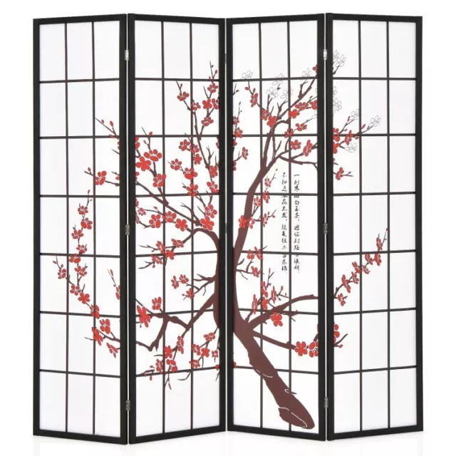 6 FT Folding Decorative Oriental Privacy Screen Plum Blossom Design Home Office