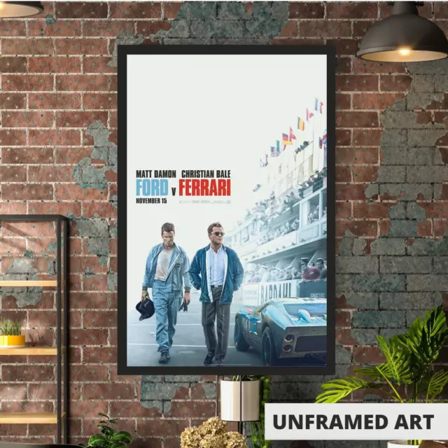 Ford v Ferrari movie poster Matt Damon Christian Bale Poster 11x17" Wall Art 2