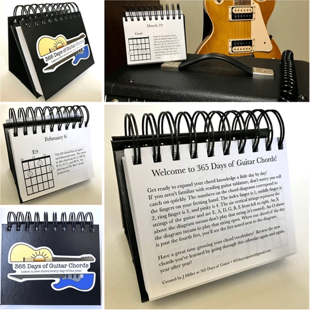 365 DAYS GUITAR Chord Calendar, Daily Guitar Chord Page A Day Calendar