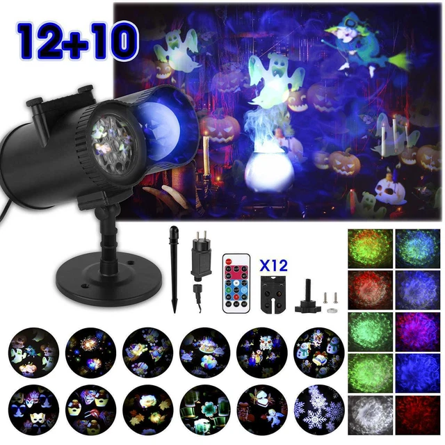12 Motif LED Laser Projecteur Noël Déco Extérieur Éclairage Lampe de Jardin