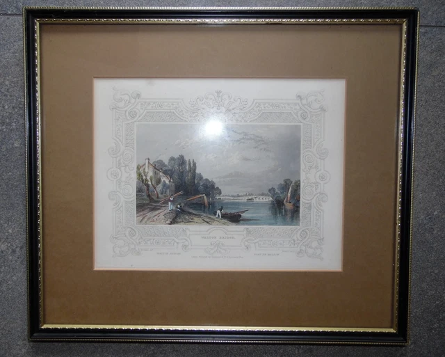 Walton Bridge, antike H/Col Gravur Tombleson 1840