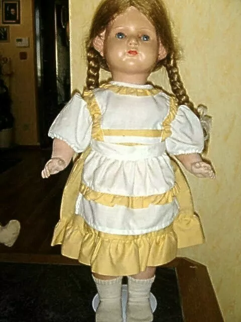 Große alte Pappmaschee-Puppe Celluloid-Masse-Puppe 52 cm Doll poupée bambola pop