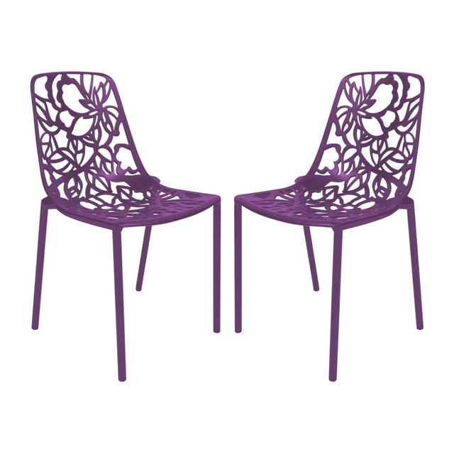 Modern Devon Aluminum Chair, Set Of 2 - Purple
