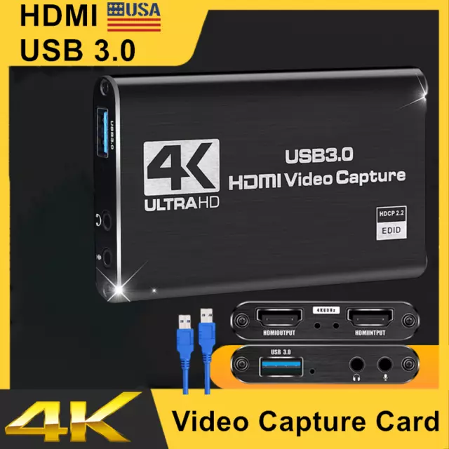 Capture Card,USB 3.0 HDMI Video Capture Card Device 4K 1080P 60FPS HD For PS4/PC
