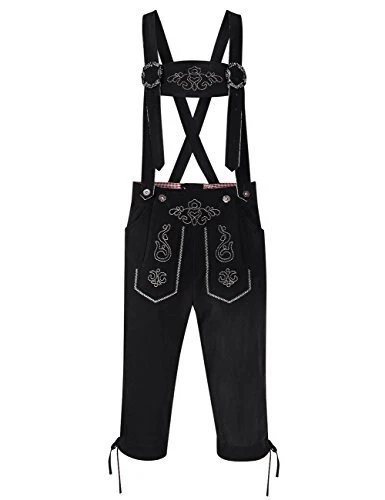 Clearlove Men's German Bavarian Oktoberfest Lederhosen Trousers Costume Black M