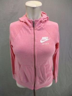 Nike Size L(14-16) Girls Pink Organic Cotton Full Zip w/Pockets Hoodie 3G209
