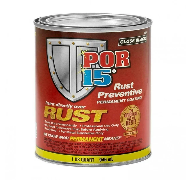 POR-15 45004 Gloss Black Rust Preventive Paint - 1 Quart