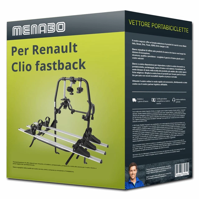 Menabo Polaris 3 portabici portellone per Renault Clio fastback III BR0_1/CR0_1
