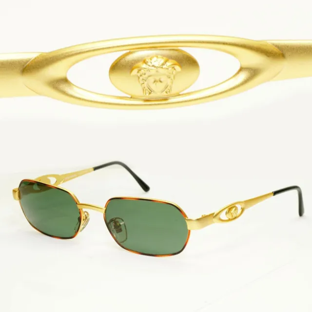 Gianni Versace 1996 Vintage Herren-Sonnenbrille Metall Gold Medusa MOD S81 KOL 14M