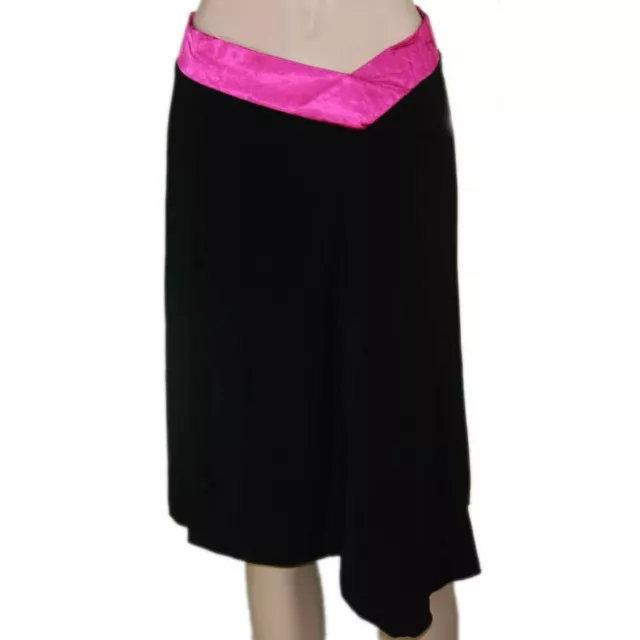 Ladies A-line Skirt asymmetric hem silky waistline black