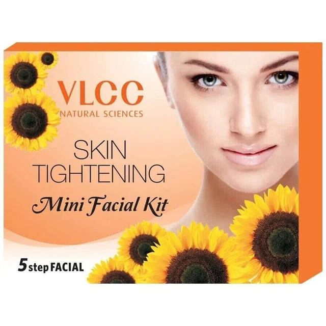 3 PC x 25 GM VLCC Skin Tightening Facial Kit 5 passaggi per il viso per...