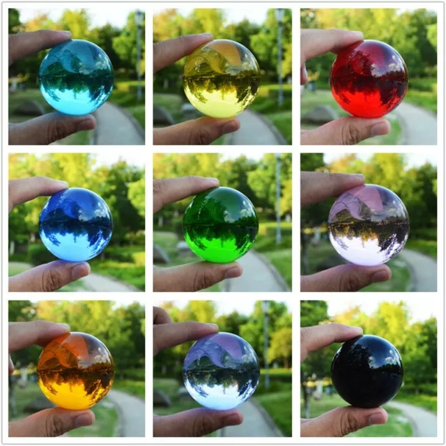 Clear Glass Crystal Ball Healing Sphere Photography Props Lensball Multicolor